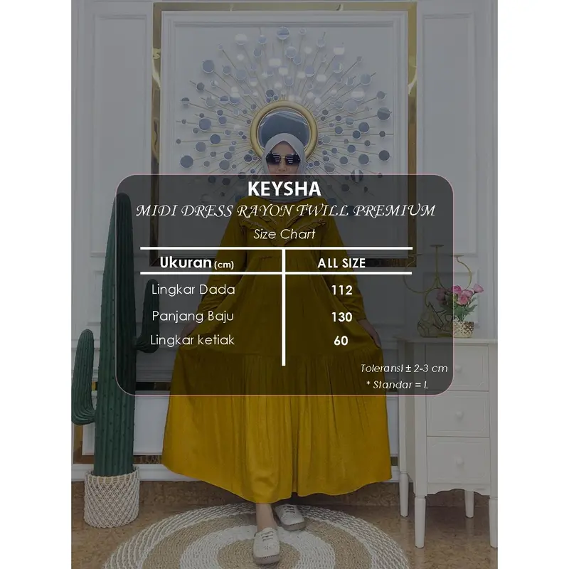 Midi Dress KEYSHA Rayon Twill Cantik Premium Tebal Uniqlo | YULIIRA Kancing Busui Gamis Cantik MidiDress Muslim Pekalongan Nyaman 7