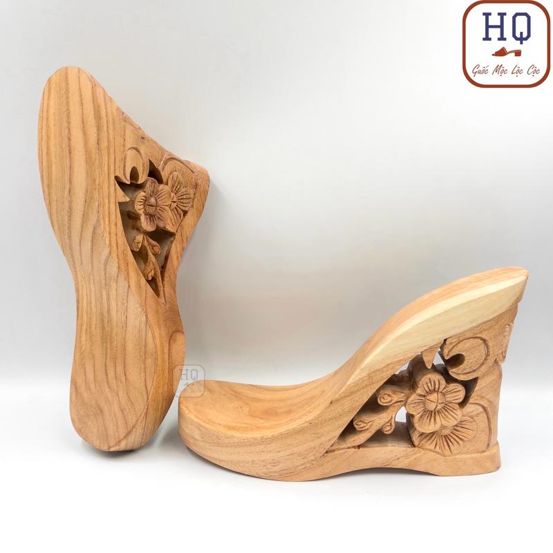 Guốc gỗ chạm khắc thủ công Nhị Độ Mai dép gỗ cao gót nữ nghệ thuật Tết Ất Tỵ 2025 guốc mộc đế xuồng cao cấp 8 phân 10 phân 12 phân mặc áo dài bà ba pháp phục đi chơi dạo phố chụp ảnh cổ điển hình nghệ thuật