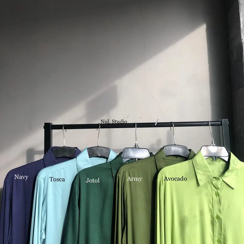 MEGAN KEMEJA RAYON TWILL LD 110 Baju Basic Wanita Kerah Panjang Atasan   Cewek 2