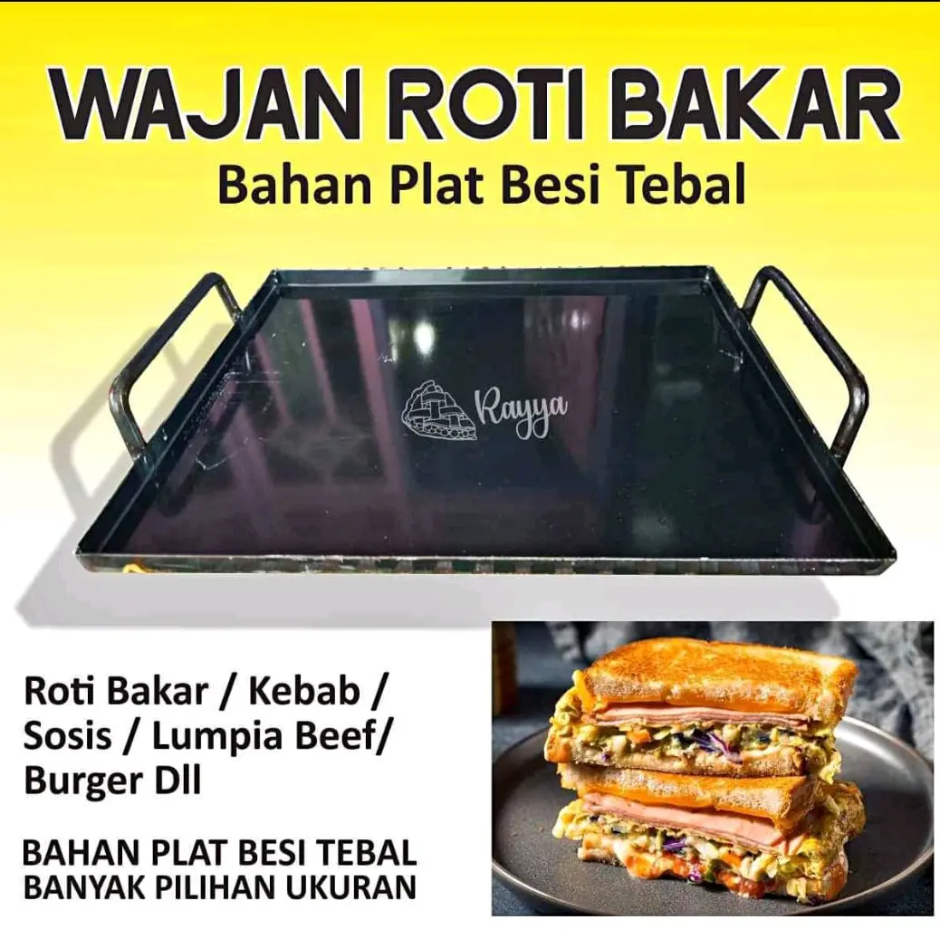 wajan ukuran 25x25cm untuk panggangan roti / kebab / sosis/ burger/ japanese cake/ steak ayam dll