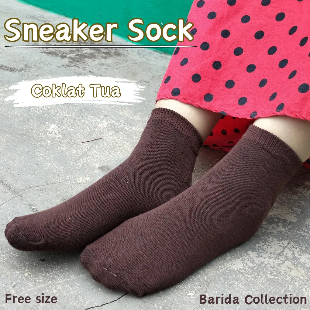 Kaos Kaki Pendek Semata Kaki Wanita Pria Bahan Katun Spandek Adem Tidak Licin - Coklat Tua