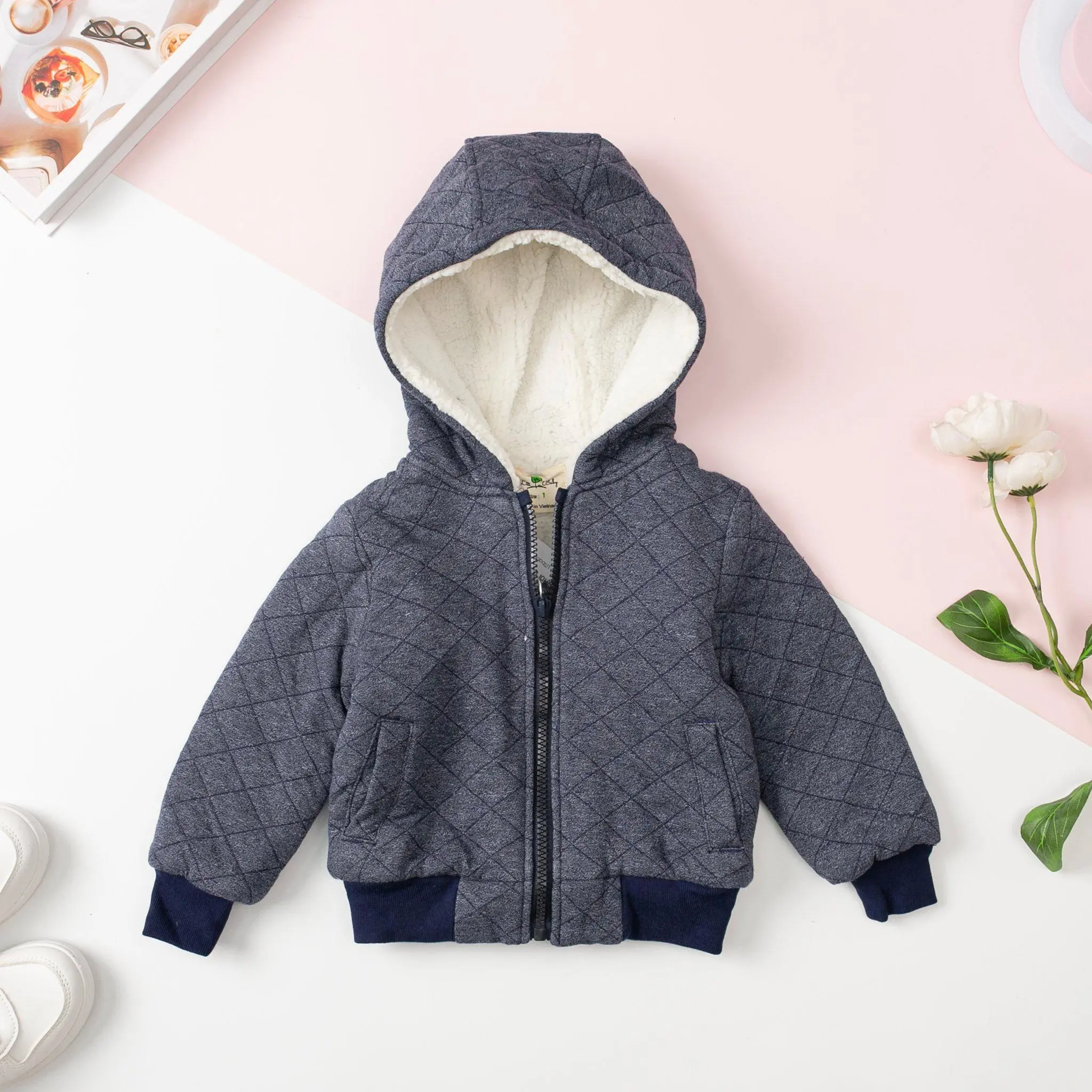 Áo Khoác Bé Trai LITBABY Trần Trám Lót Lông AK2301 Size1-6, Dành Cho Bạn Từ 7kg Đến 19kg