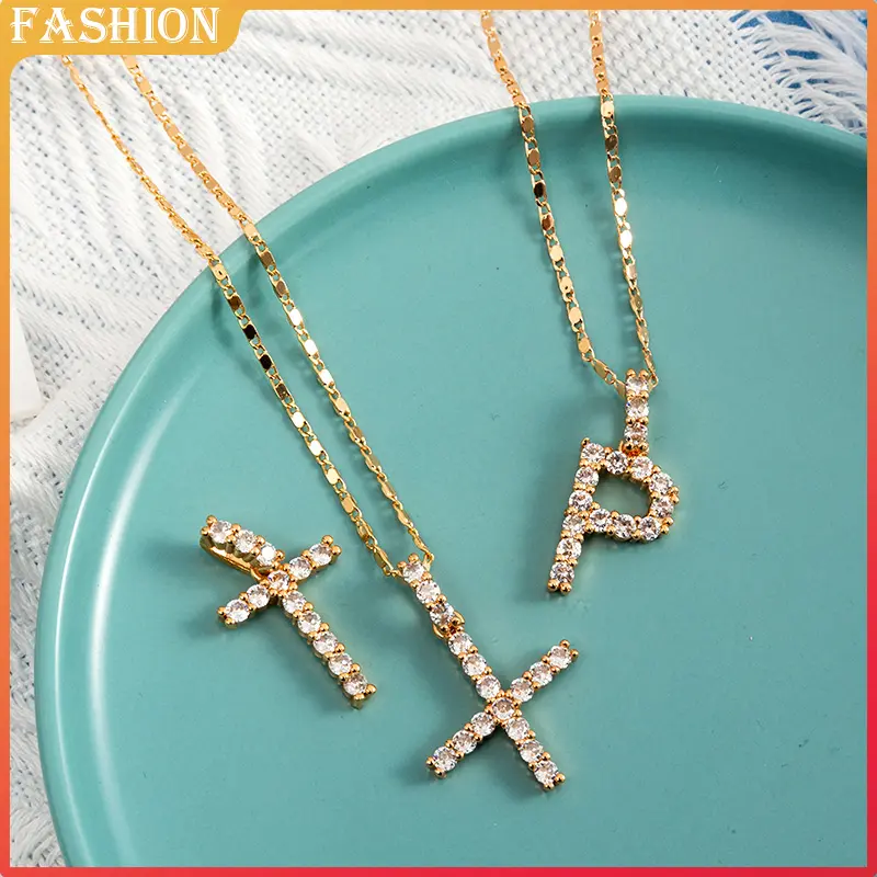 S-394 COD Kalung Huruf Trend Fashion Populer Aksesoris Wanita Premium gold perhiasan Titanium 3
