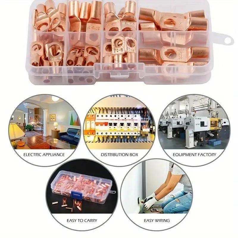  Hộp 70 Đầu Nối Dây Điện Bằng Đồng Dày 10A 20A 30A 40A 50A OT 70 Khối Đầu Nối Mũi Hở Chất Lượng Cao Đầu Cos Đồng Đỏ Dùng Trong Hệ Thống Viễn Thông & Công Nghiệp 