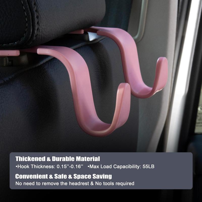 Universal Car Headrest Hook, S-shaped Design Car Back Seat Organizer Hanger, Rotatable Clamp-on Car Storage Hook for Bag Purse Cloth Grocery 6