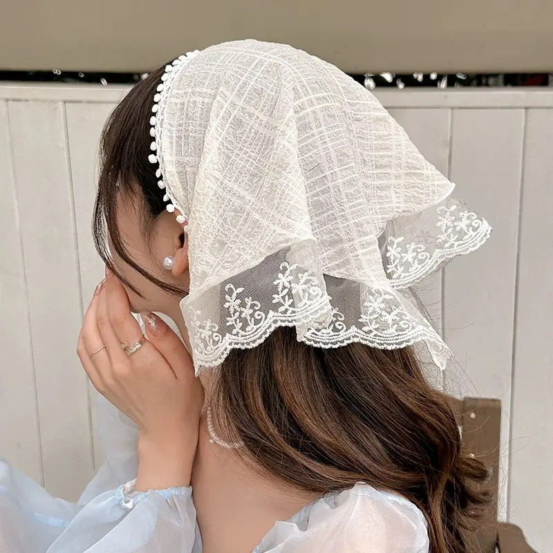 BANDO SCARF FASHION KOREA MODEL RENDA CASUAL AESTHETIC / HEADBAND SYAL RAW LACE / BANDANA KOREAN STYLE 3