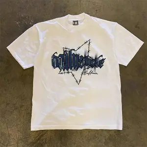 JJ.STORE Thorns Stars English Prints European and American Dark baju atasan wanita terbaru kekinian kaos pria oversize skena vintage Crew-neck fashion unisex T-shirt Menswear Top