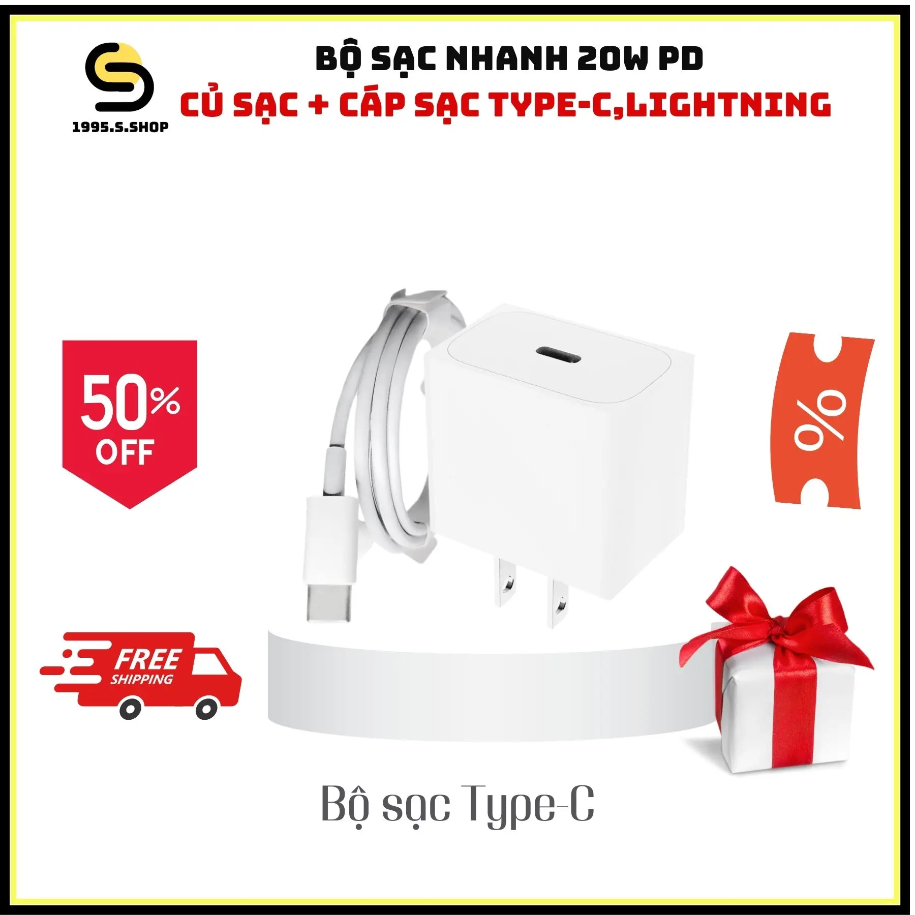 Sạc nhanh (Củ PD 20W)- Bộ sạc  nhanh cổng Lightning và cổng type-c không nóng máy, an toàn ổn định.