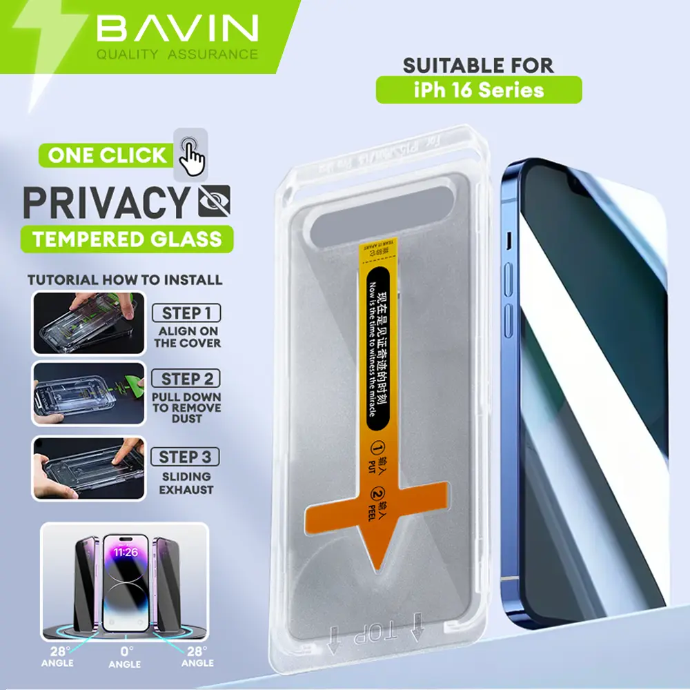 BAVIN Q11 One Click Screen Protector Privacy Tempered Glass for iPh X ...