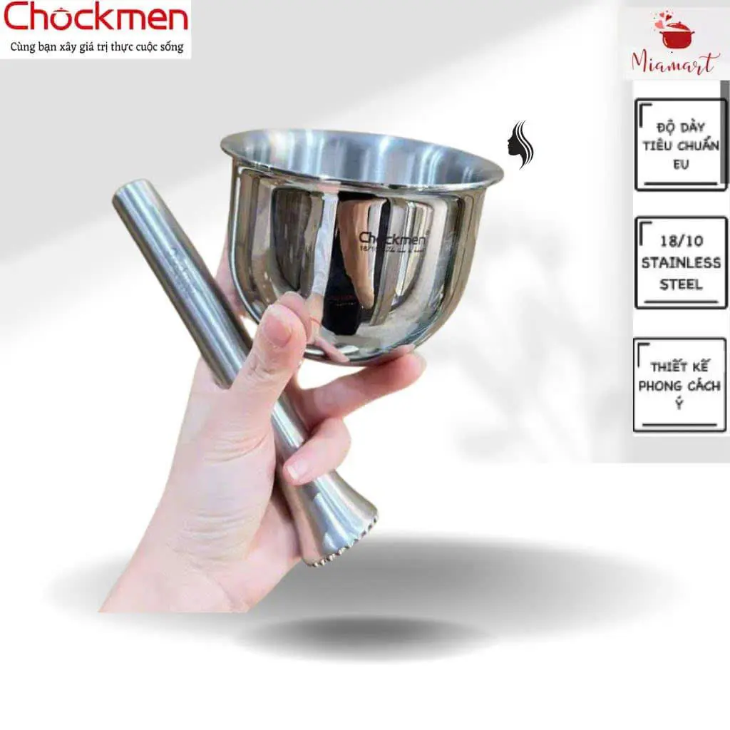 Bộ cối chày gia vị Chockmen chất liệu inox nguyên khối 304 không gỉ đa năng [CKM202]