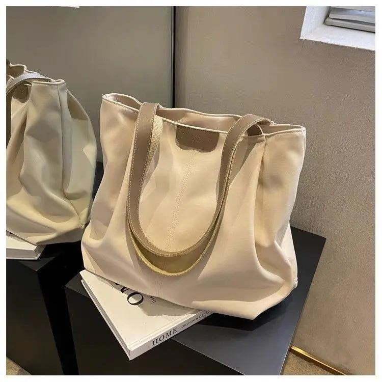 Túi Sức Chứa Lớn Thường Ngày Túi Tote Vải Bố Dễ Phối Đồ Đơn Giản Đeo Vai Thời Trang Mùa Hè Cho Sinh Viên Đại Học Lớp Bag Nữ