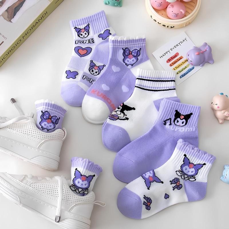 Set 10 đôi tất trẻ em 1-13 tuổi hoạ tiết kurumi tone màu tím dễ thương thời trang tất vớ cho bé gái