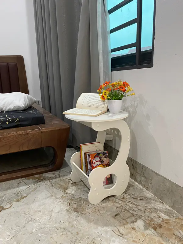 Kệ trang trí, kệ đầu giường, kệ sách mini, bàn trà mặt tròn 2 tầng trang trí phòng khách, phòng ngủ cao cấp chất liệu gỗ nhựa pitech chịu lực Kitchen Nhà Bếp 3