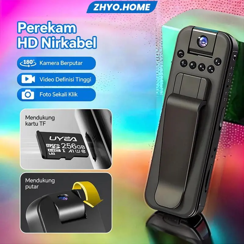 Mini Kamera CCTV HD 1080P 180° Kamera Penglihatan Malam Nirkabel Mini / Camcorder Dash Cam Police Body Motorcycle Bike Motion Camera / Desain Magnetik Rekaman Panggilan HD Klip Belakang Desain Camera Mini Original 0