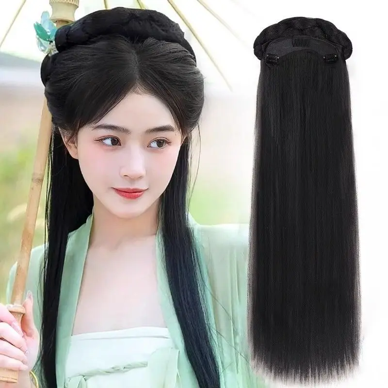 Búi Tóc, Phong Cách Hanfu, Búi Tóc Trang Phục Cổ Xưa, Băng Đô Lười Một Mảnh, Tóc Giả Kẹp Tóc Nửa Đầu, Phụ Kiện Tóc Cổ, Tóc Nối Búi Tóc Phong Cách Women Nữ