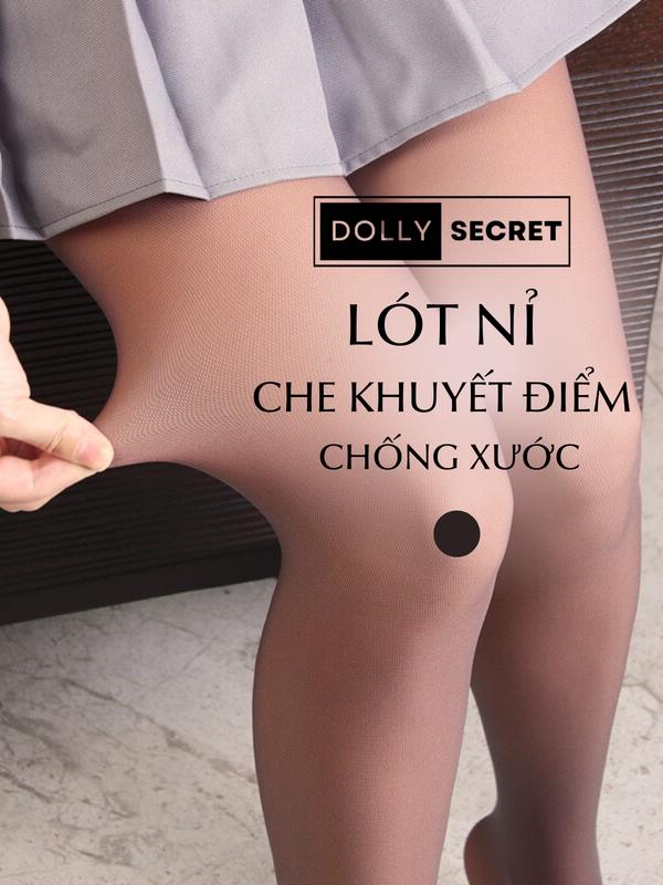 T25 Quần tất 3D lót nỉ màu nâu tây che khuyết điểm chống xước DOLLY SECRET giữ ấm dưới 65kg 1m65 Nữ Women