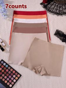 Women's Solid Color Boxers, Soft Comfy Breathable Seamless Knicker for Daily Wear, Underwear for All Seasons