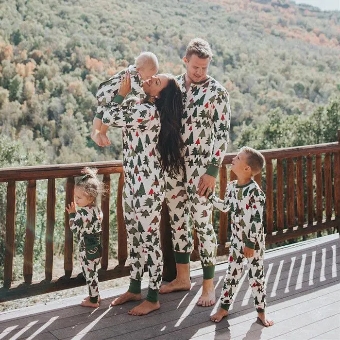 Popular Christmas Parent-Child Suit Printed Homewear One-Piece Pajamas St1537
