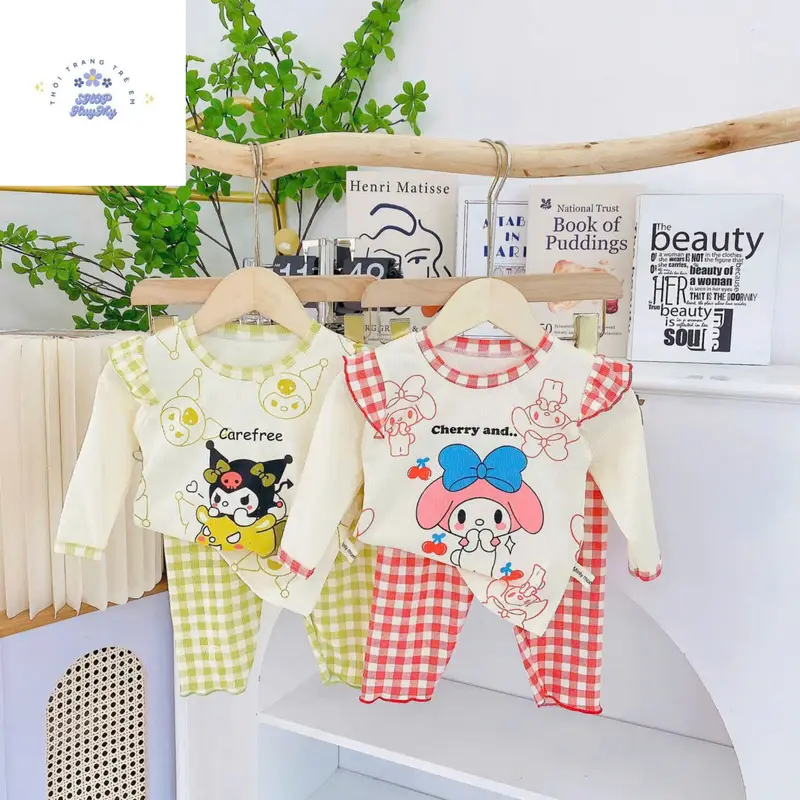[MS7] Bộ  Dài Tay Thun Tăm Cánh Tiên + Com Bo giá hời Cho Bé Gái Phối Quần nhiều họa tiết  Dễ Thương Cho Bé Gá từ 5-16kg ,mềm mại,thông thoáng. 3
