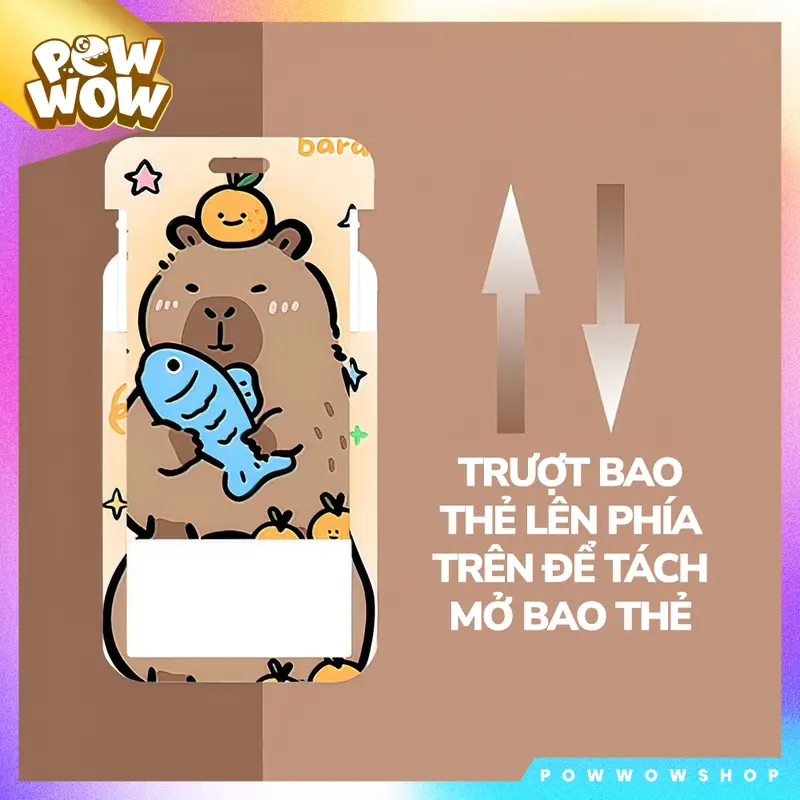 Bao Đựng Thẻ Nhân Viên Nhựa ABS Kèm Dây Đeo Thẻ Vải Canvas 45cm Phong Cách Chuột Lang Nước Capybara Đáng Yêu Cute 3