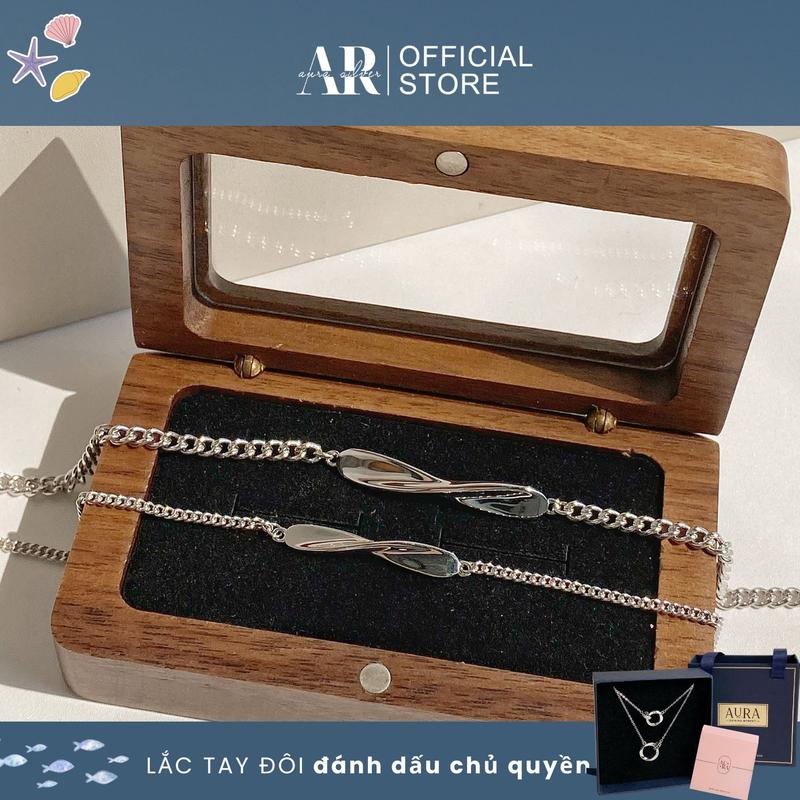 Vòng tay đôi nam nữ tình yêu bạc 925 xi kim lắc tay cặp Vô Cực-Aura Silver-LĐ05
