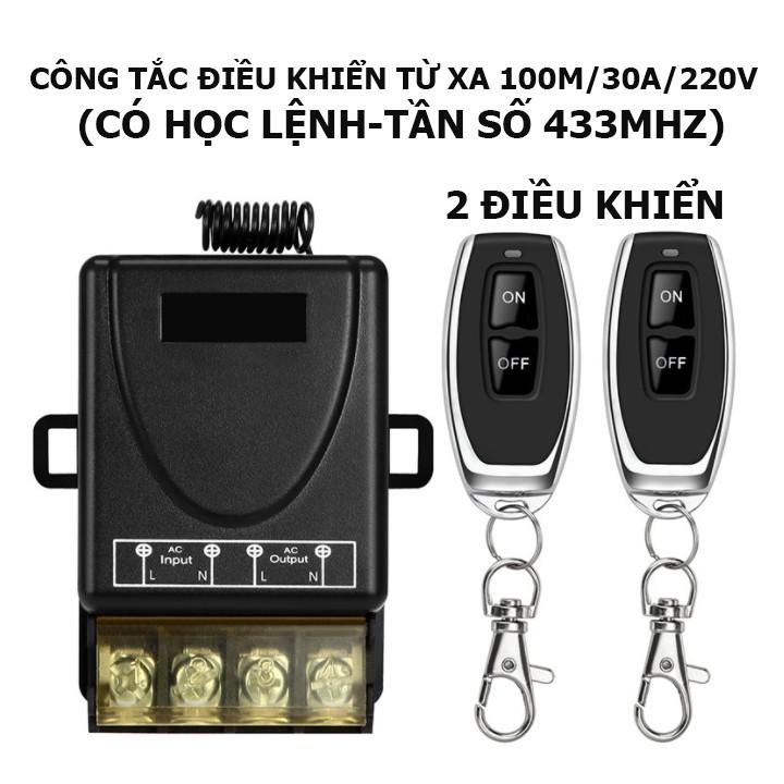 Công tắc điều khiển từ xa 220V khoảng cách 100M bật tắt máy bơm, động cơ công suất lớn 30A/220V (Đen)