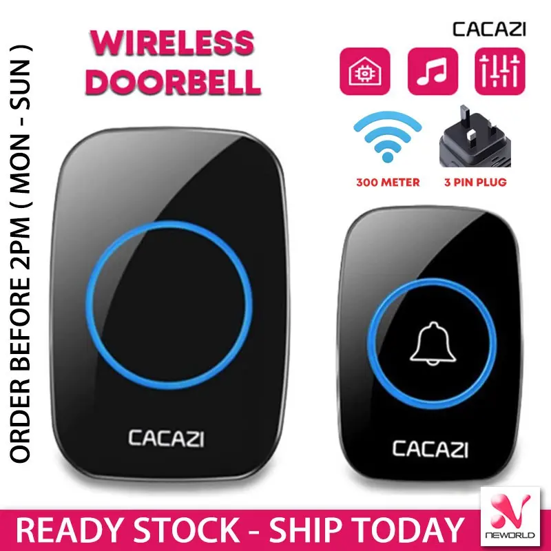 ( 2 x Bell ) Waterproof 300M UK EU Plug Digital Home Smart Doorbell With Wireless Remote