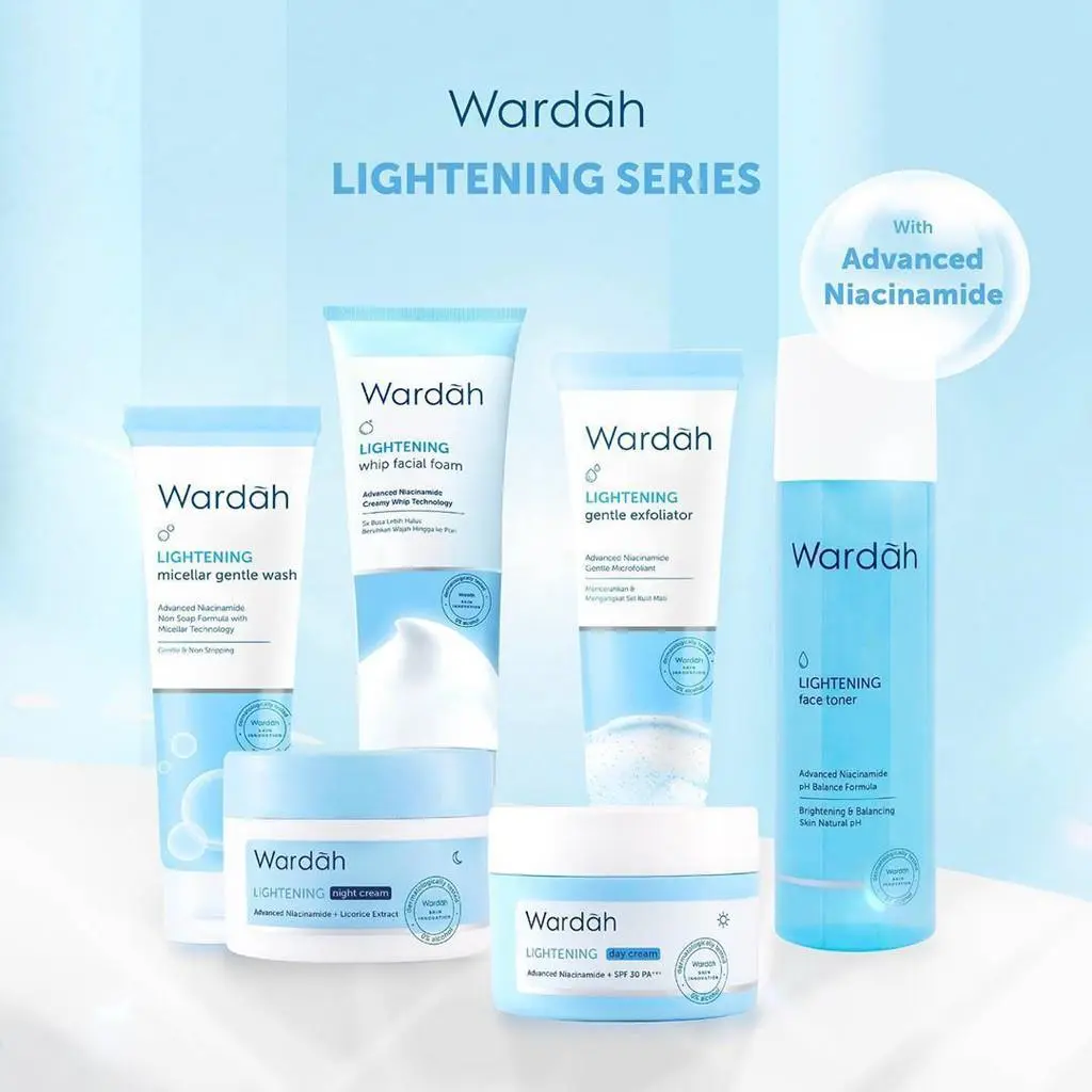 Wardah Lightening Series | Facial Wash | Toner | Serum | Day & Night Cream | Sheetmask | Micellar Mencerahkan Wajah Acid Cleanser