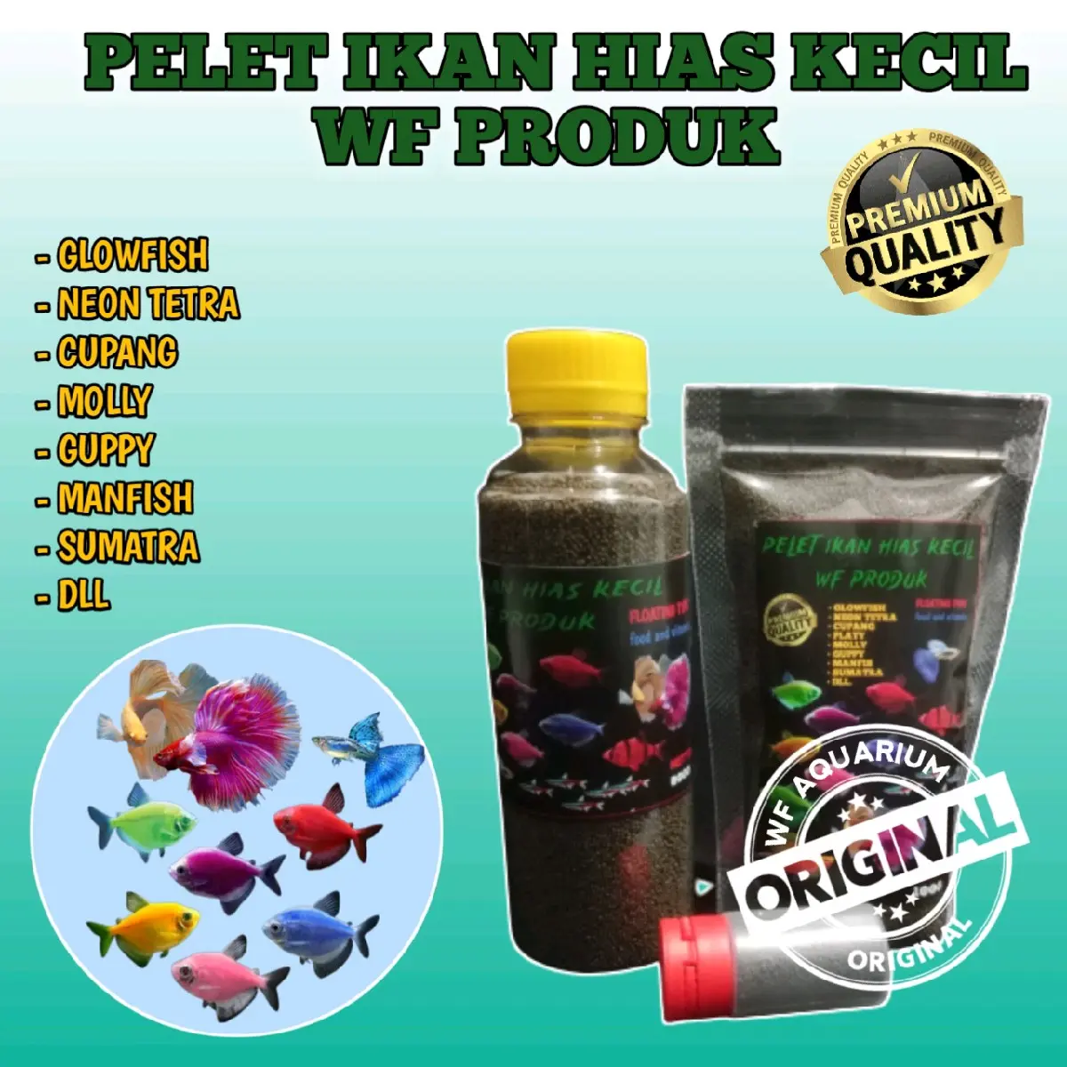 pakan ikan hias kecil /makanan ikan glowfish/pelet glowfish/pakan Guppy/makanan ikan kecil