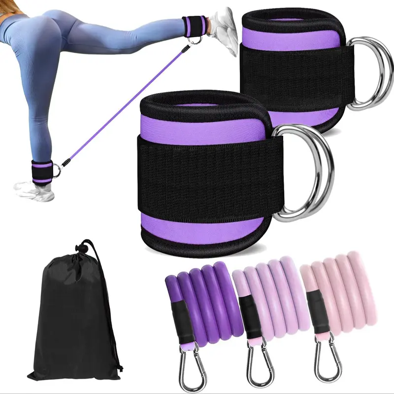 6-Piece Ankle Resistance Band Set – Elastic Straps for Leg/Hip Training |   Home Gym/Fitness |   Women’s Leg Strengthening Equipment 7