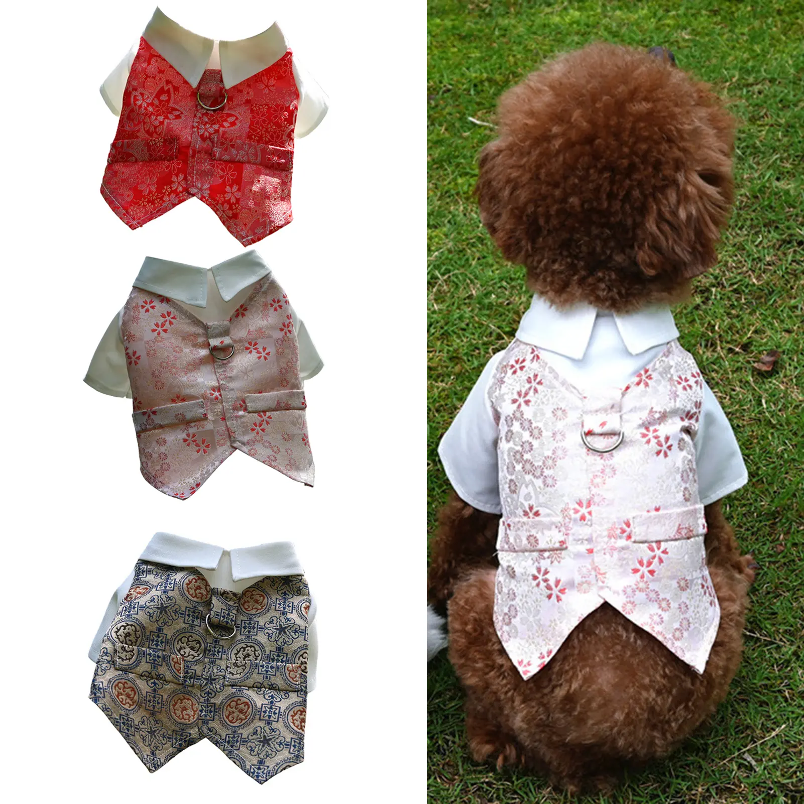 slolbut-Pet Suit Breathable Easy to Wear Cloth Delicate Button Design Multi-color Puppy Clothes Pet Supplies
