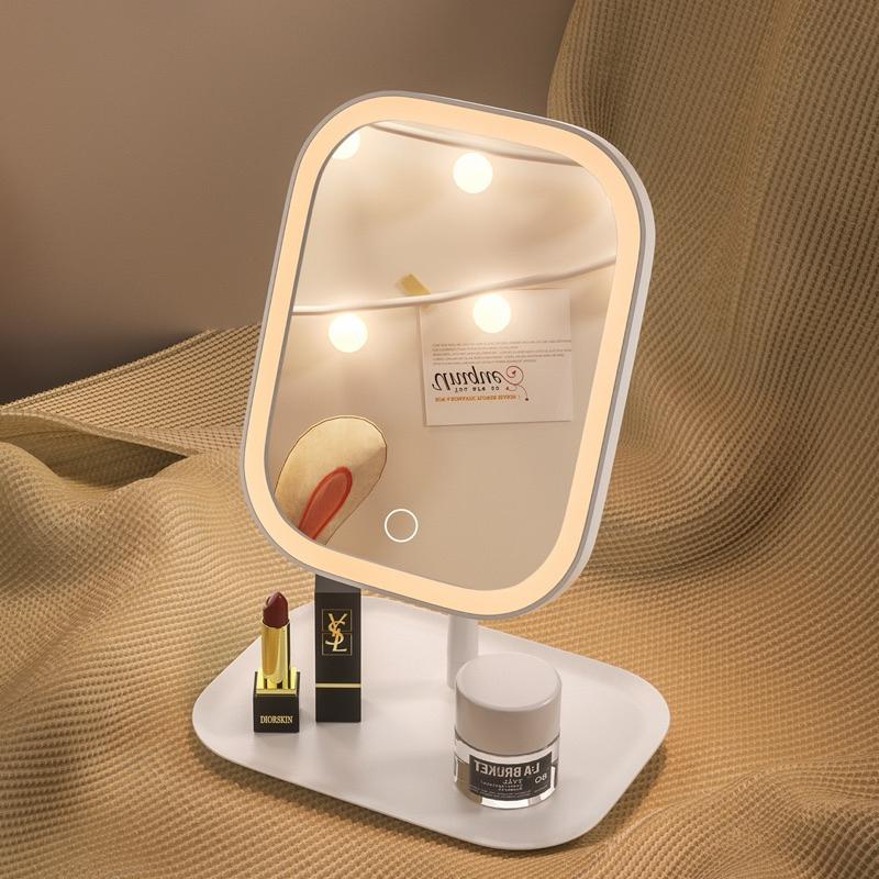 Gương Trang Điểm Để Bàn Có Đèn Led Cảm Ứng 3 Chế Độ Ánh Sáng Xoay 180 Độ Cosmetic Mỹ Phẩm
