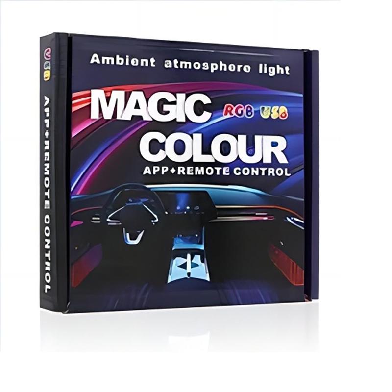 Universal Car Ambient Light, LED Interior RGB Atmosphere Light Strip with Remote Control, Car Interior Decorative Light For Tesla Model 3 Y S X 4