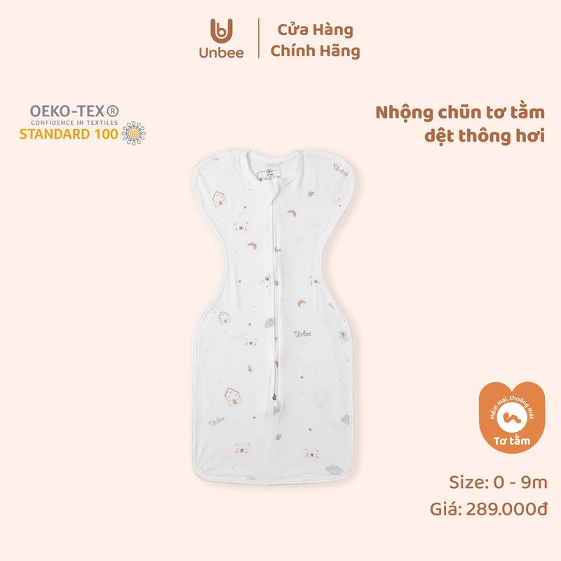 UNBEE Nhộng Chũn Tơ Tằm Thông Hơi Kín Tay Dáng Quả Lê Cho Bé Từ 0-9M Giúp Bé Ngủ Ngon