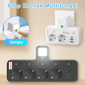Stop Kontak EU 4/3 Lubang Port USB-C Tanpa Kabel Untuk Rumah Kantor