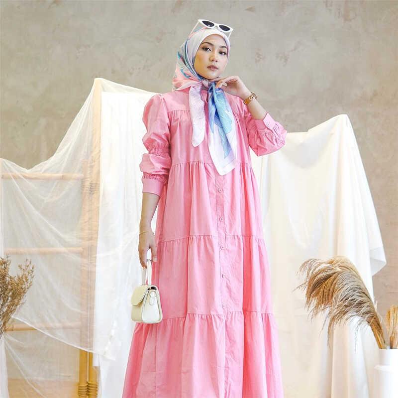 Product Introduction of 2024 New Women's Dress Cotton Splicing Women's Dress Muslim Women's Dress Solid Color Casual Loose Women's Long Dress 4