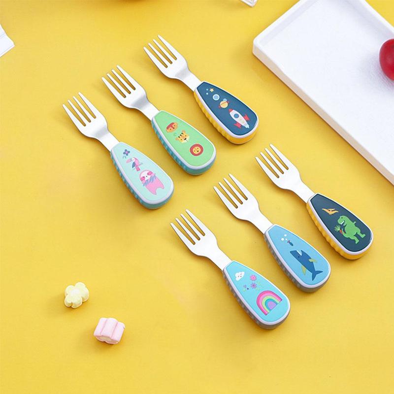Product Introduction of 1 Set Cute Tableware Food Training Spoon Dessert Spoon For Children Feeding Spoon Fork Baby U0F6 20