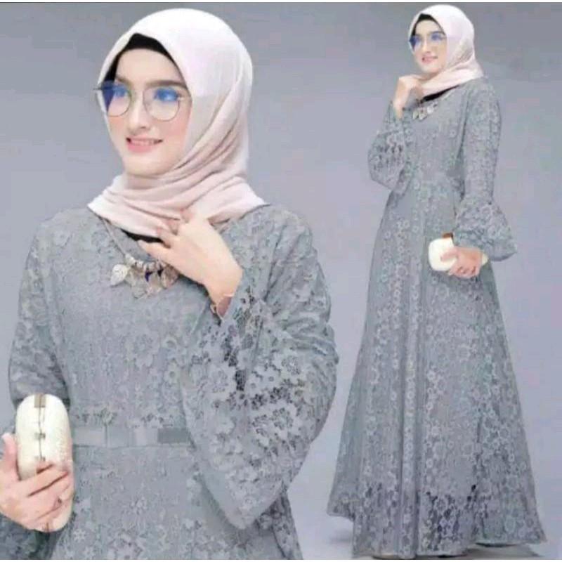 Maxi Dress Yunita Full Brukat Resleting depan (Busui friendly) Terbaru 2025 gamis Pesta gamis kondangan 4