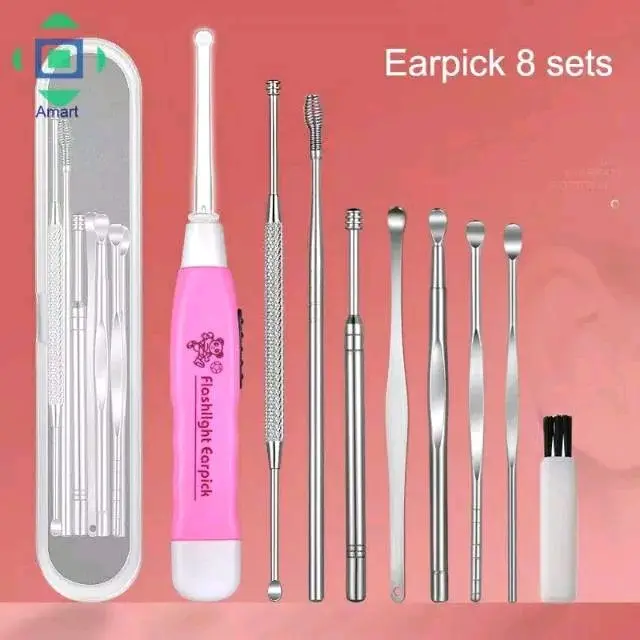 Alat pembersih telinga stainless steel 9 in 1 sets