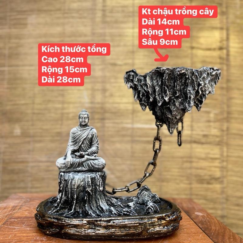 Đảo bay trồng cây bonsai mini có gắn tượng phật tiểu  cảnh