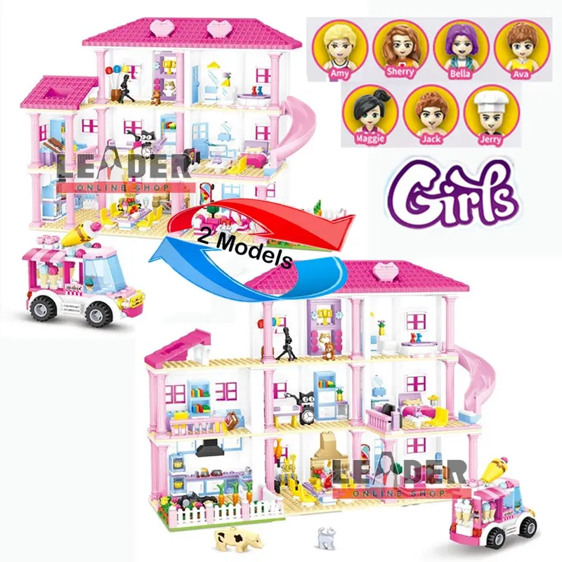 MAINAN RUMAH-RUMAHAN NOTLEGO BRICK VILLA BESAR 2 MODEL GIRLS CITY HOUSE 1142 Pcs +7 FIGURE CHAOBAO 7460 6