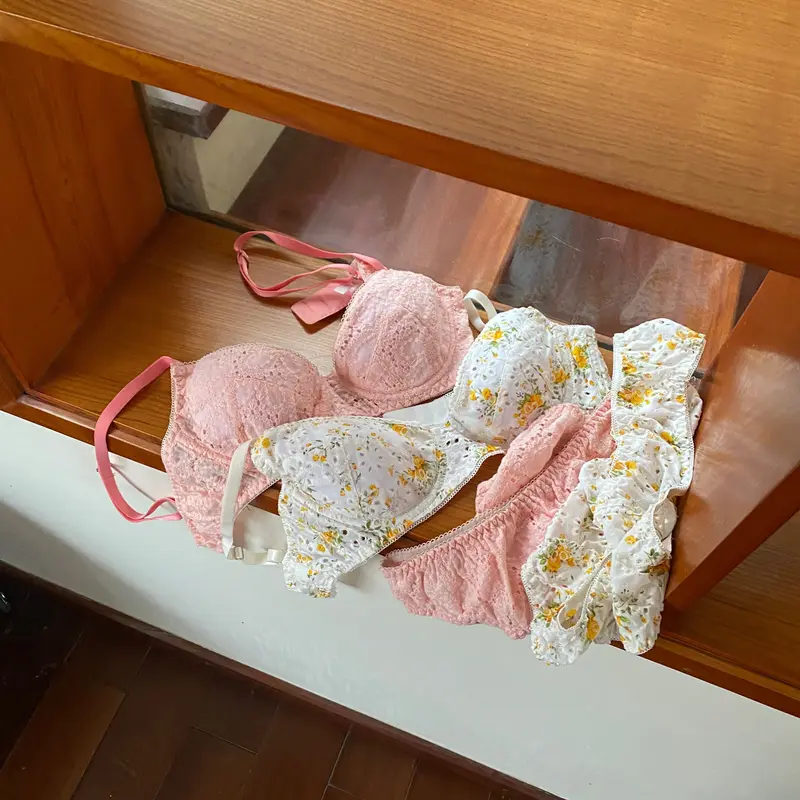 G09 FLADIE SET Đồ Lót Có Gọng LEPONLEP Cotton Hoạ Tiết Xinh Xắn 2