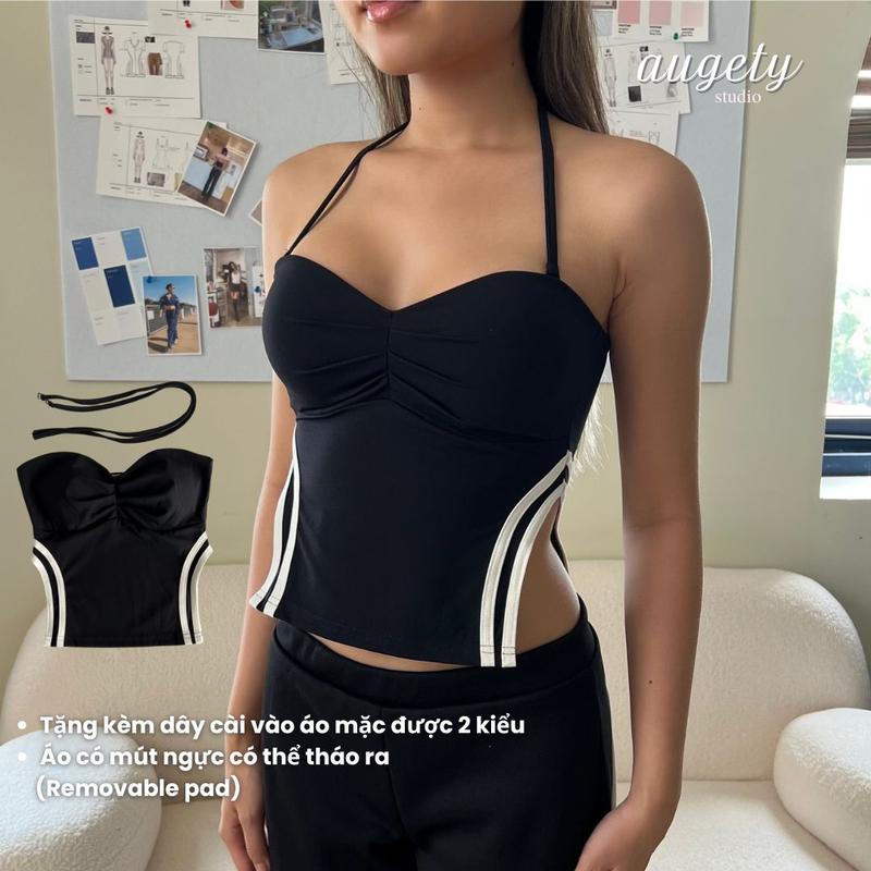 Product Introduction of Áo Ống Croptop Nữ Xẻ Tà Xếp Ly Ngực, AUGETY Mayson Tube Top 8