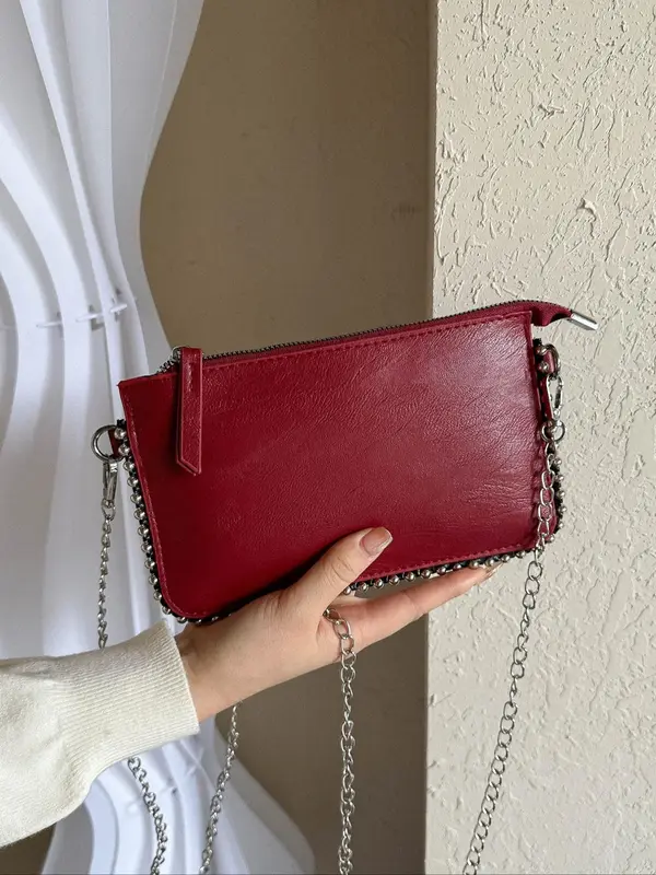 Women's Studded Decorated Crossbody Bag, Fashionable Solid Color Shoulder Bag for Daily Used, Casual Trendy Versatile High-quality Daily Commuting Bag, Ladies Purse 3
