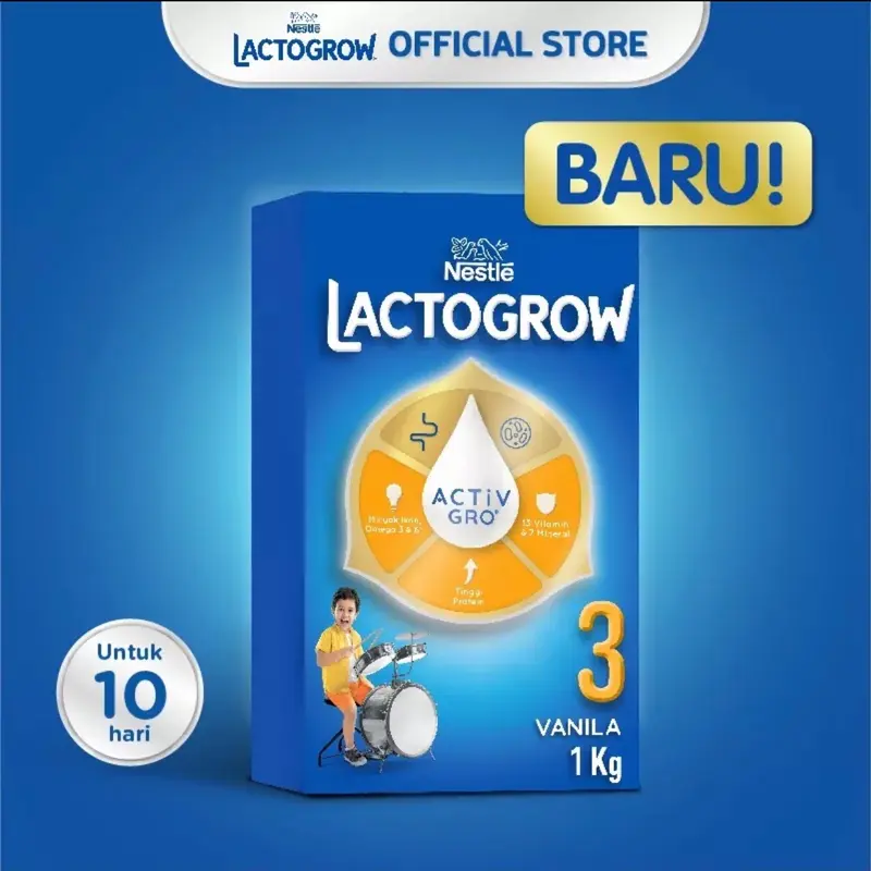 Lactogrow 3 / 1+ Pro Vanilla-Madu 1kg / Susu Pertumbuhan Nestle 4
