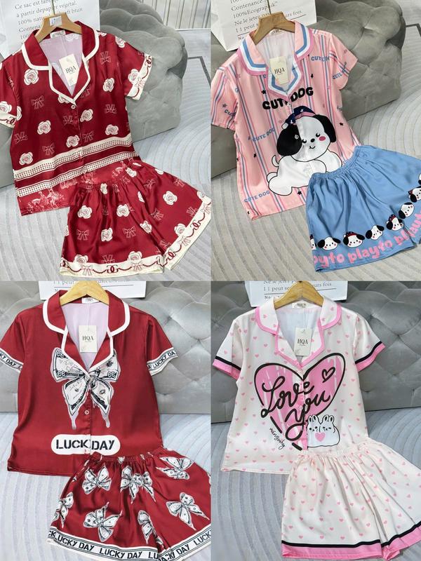LATIN ĐB ĐỎ ( 40- 62Kg) - Pijama latin lụa mịn thiết kế họa tiết dễ thương, sang trọng, BỘ ĐÙI 3