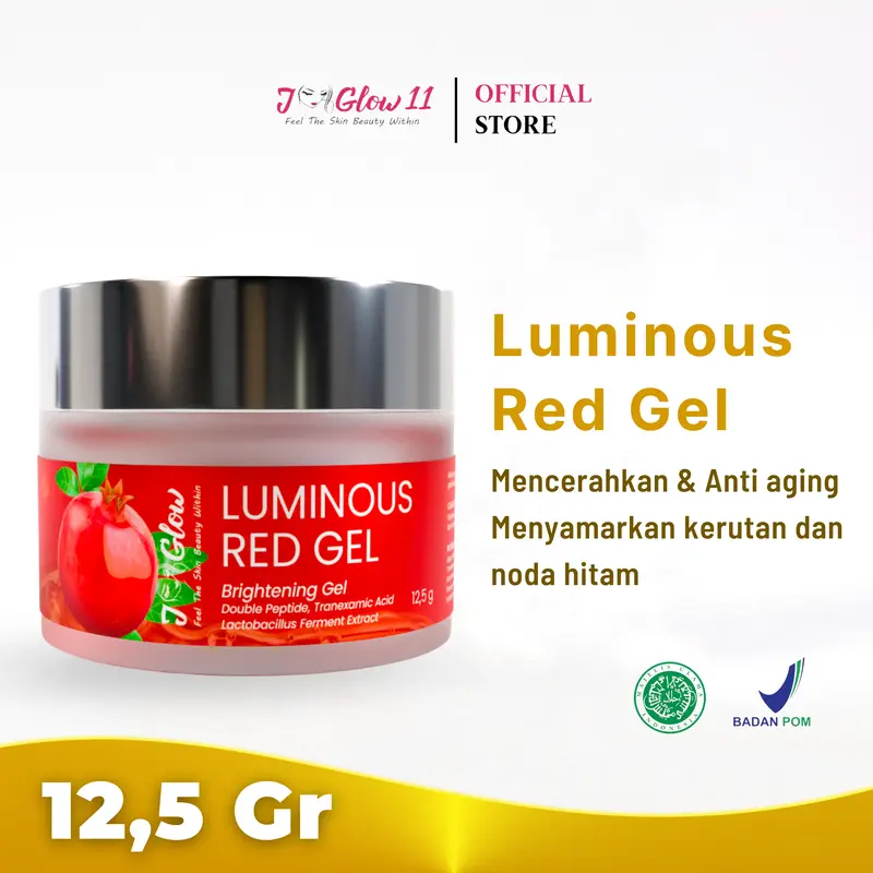 Jglow Skincare  Red Jelly Luminous Red Gel  Untuk Mencerahkan Melembabkan & Memudarkan Noda Hitam  Mengatasi Kulit Wajah Kusam Kering 0