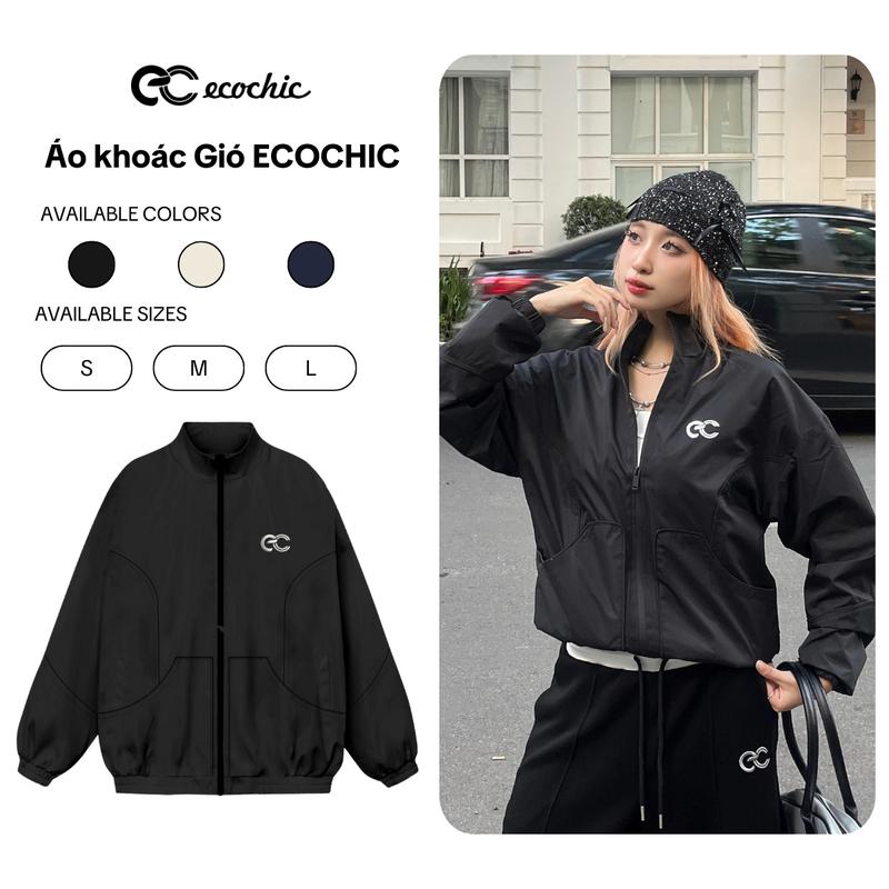 Áo khoác Gió ECOCHIC ECC 2 B072 Nam Nữ Unisex Logo Bạc Ver 2 Cao Cấp Chống Nước Chống Gió Thoải Mái Thể Thao