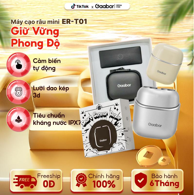 Mega Sale | Máy cạo râu mini Gaabor ER-T01A ER-T01B ER-T01C 2 lưỡi dao 3D siêu mỏng, chống nước chống bụi IPX7 cảm ứng tự động tích điện kèm túi da và họp dạng quà tặng - BẢO HÀNH 6 THÁNG cạo râu cho nam máy cạo lông mặt cạo lông cho nữ