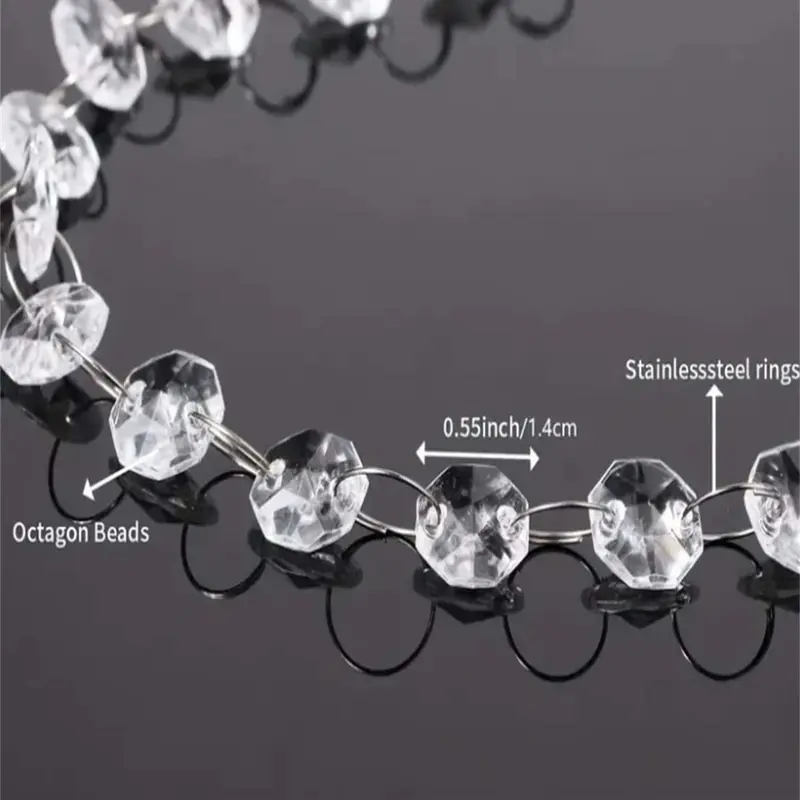 Crystal Octagonal Beaded Curtain, 1 Count Tassel Wedding Decoration for Ceiling, Wedding Ceremony Stage, Doorways, Home Ornaments 5
